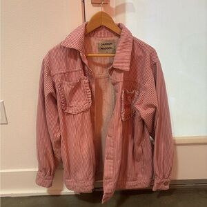 Damson Madder Frilly Fin Pink Striped Jacket